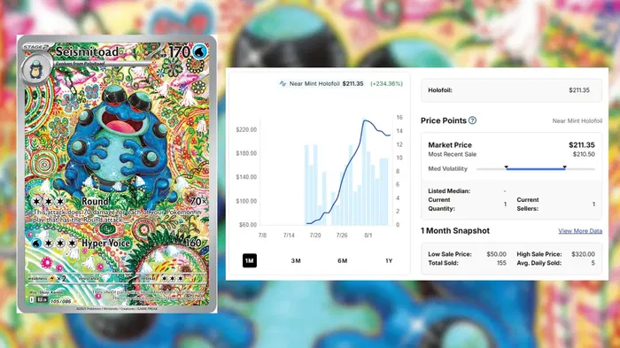 A picture of the Pokemon card, Seismitoad.